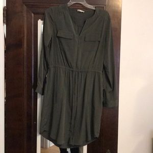 Army green shift dress